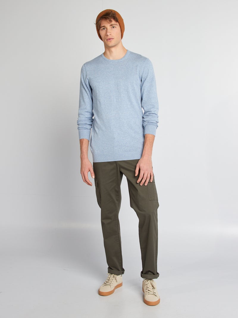 Pull uni à col rond +1m90 Bleu - Kiabi