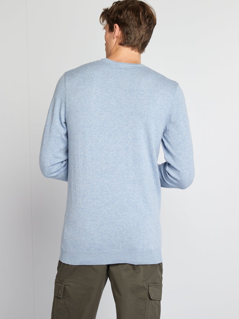 Pull uni à col rond +1m90 Bleu - Kiabi