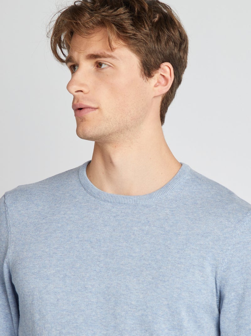 Pull uni à col rond +1m90 Bleu - Kiabi