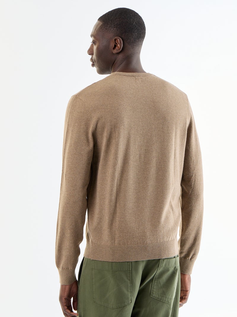 Pull uni à col rond Beige - Kiabi