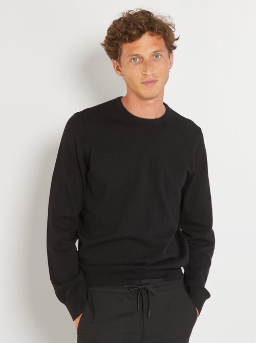 Pull uni à col rond - Kiabi