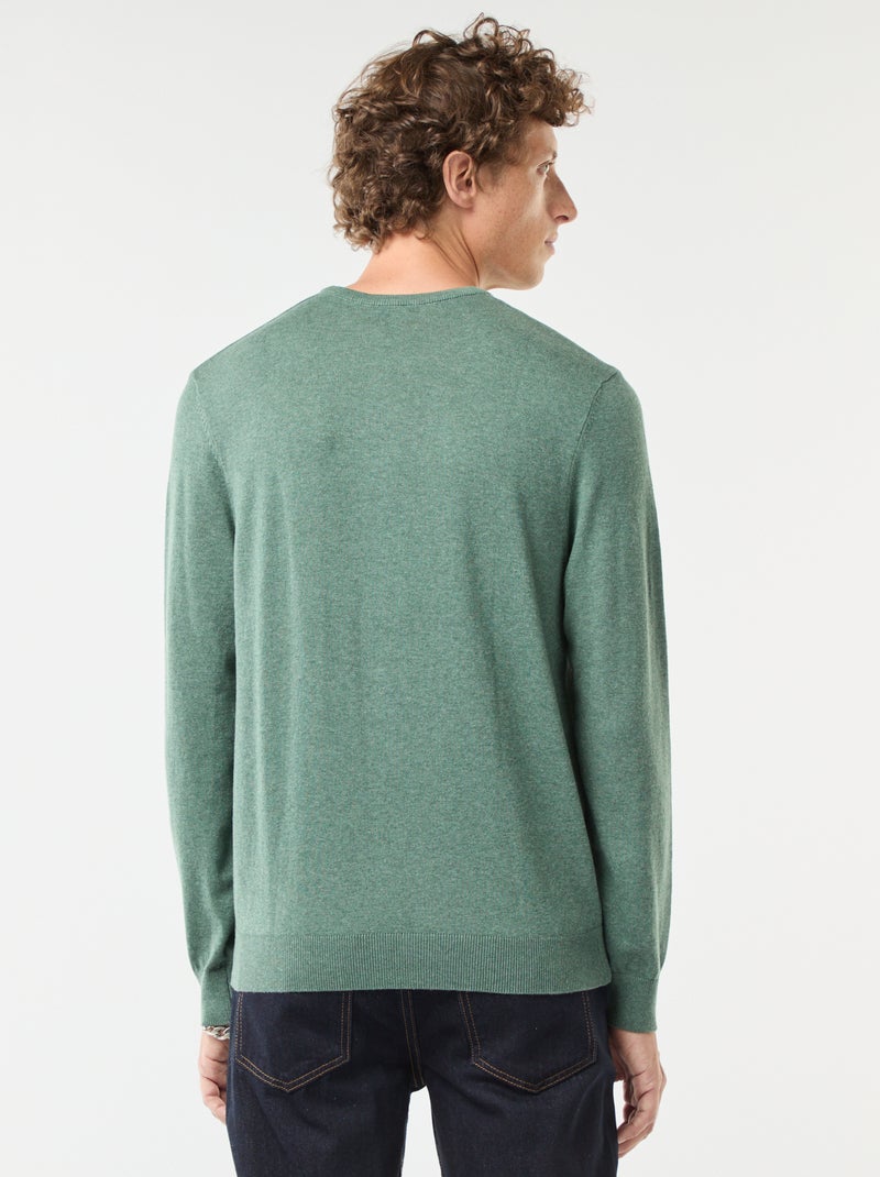 Pull uni à col rond Vert - Kiabi