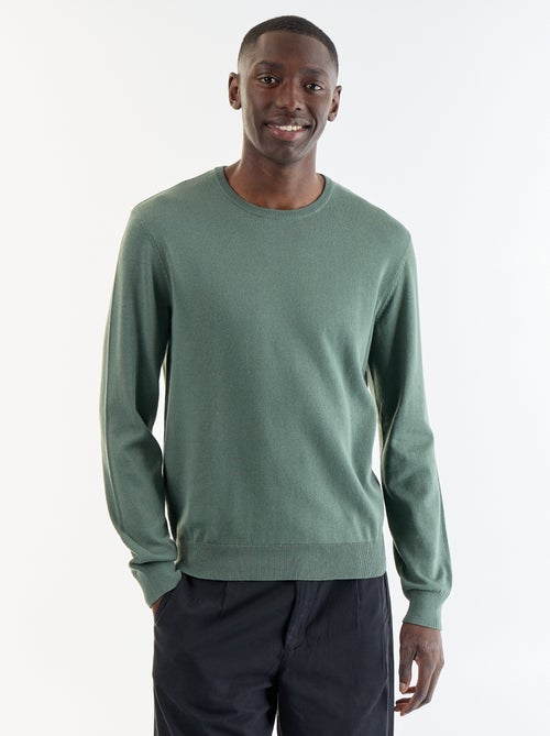 Pull uni à col rond - Kiabi