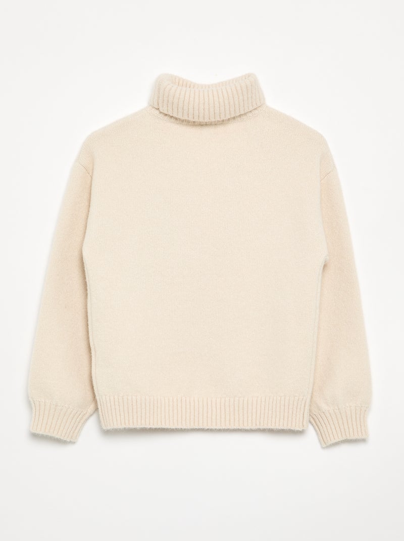 Pull uni à col roulé Beige - Kiabi