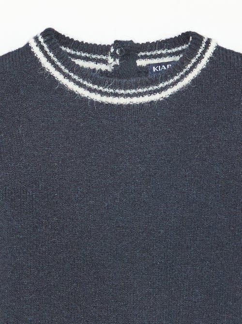 Pull uni avec bords contrastés - Kiabi