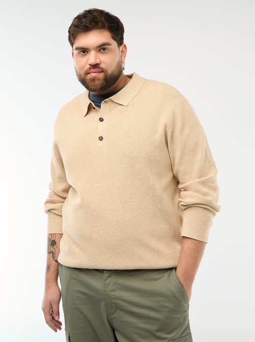 Pull uni col polo boutonné - Kiabi