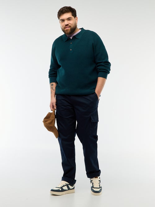 Pull uni col polo boutonné - Kiabi