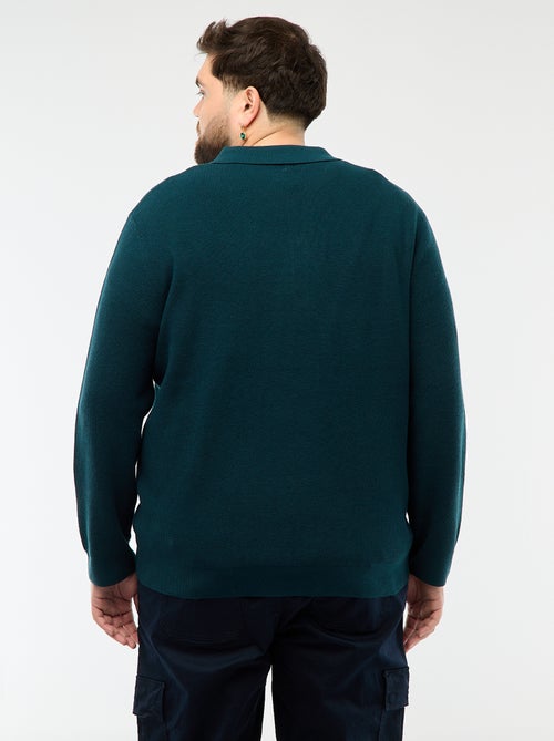 Pull uni col polo boutonné - Kiabi