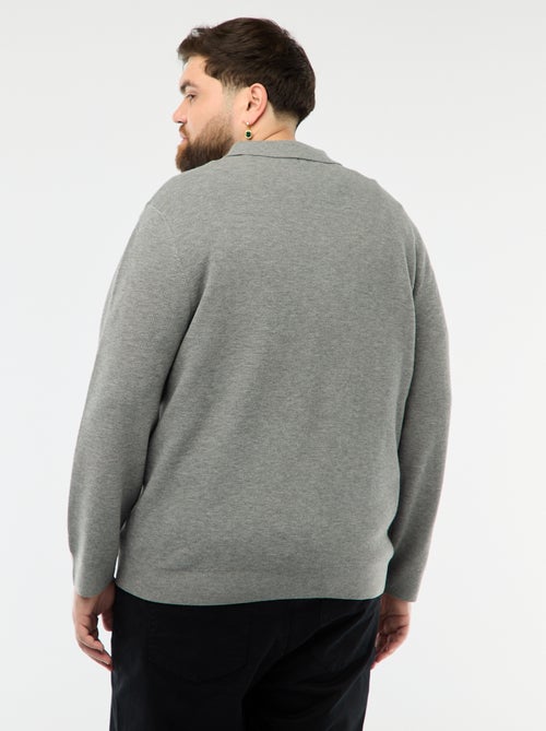 Pull uni col polo boutonné - Kiabi