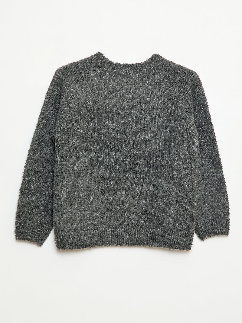 Pulljacquard col rond uni Gris - Kiabi