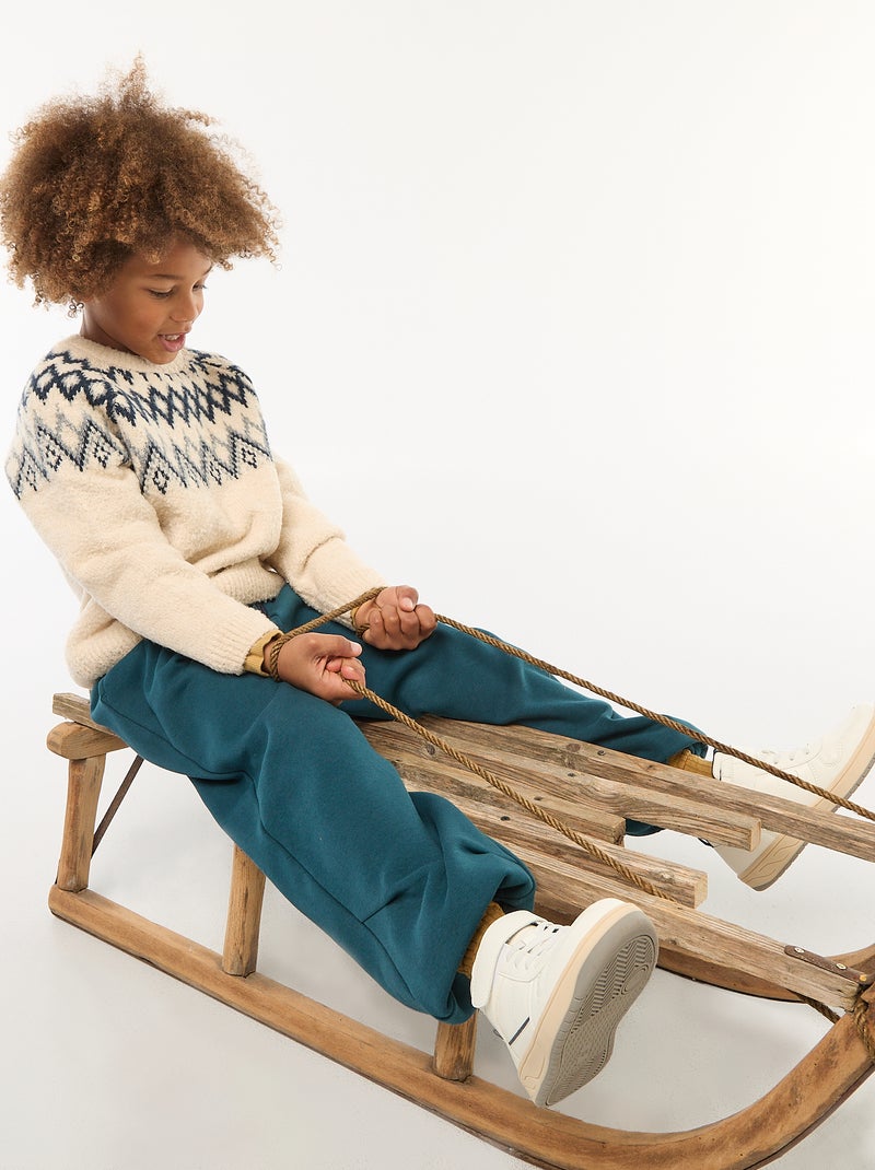 Pulljacquard col rond uni Gris - Kiabi