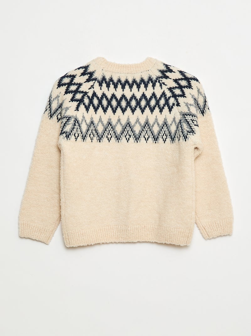 Pulljacquard col rond uni Gris - Kiabi