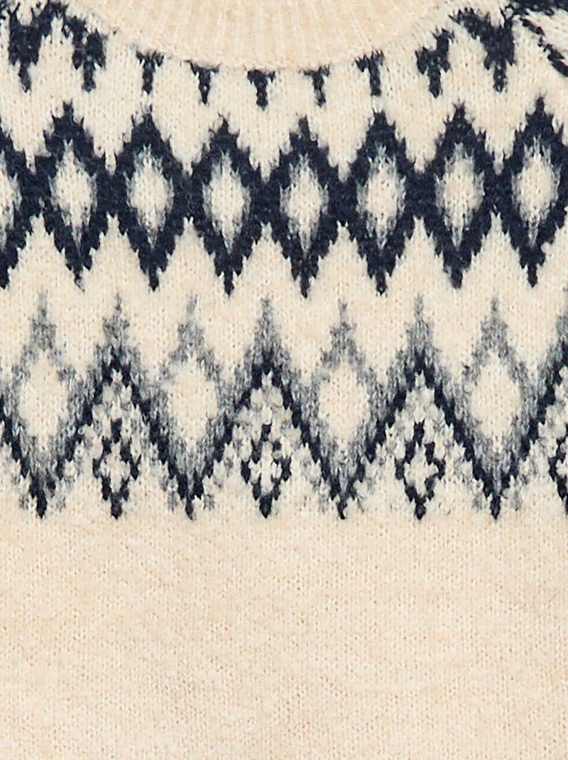 Pulljacquard col rond uni Gris - Kiabi