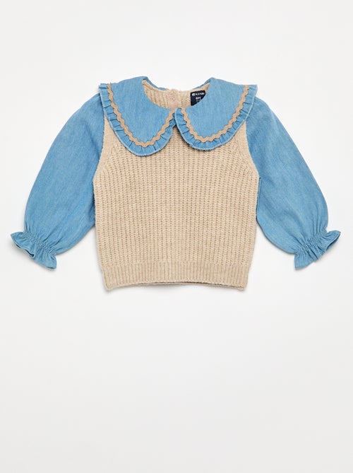 Pullover 2-in-1 mit Peter-Pan-Kragen - Kiabi