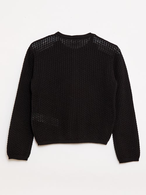 Pullover aus Lochstrick mit Rundhalsausschnitt - Kiabi