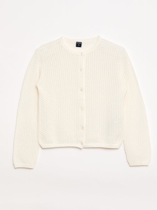 Pullover aus Lochstrick mit Rundhalsausschnitt - Kiabi
