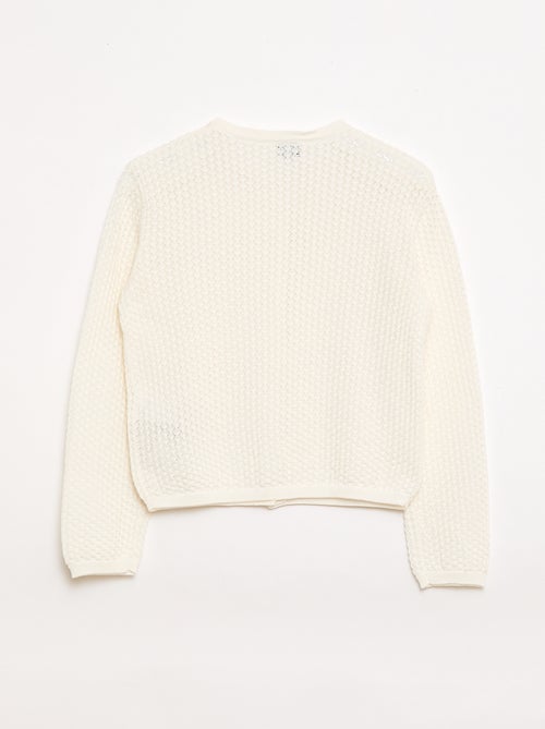 Pullover aus Lochstrick mit Rundhalsausschnitt - Kiabi