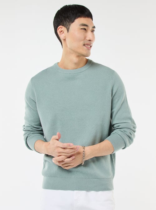 Pullover aus Strukturstrick mit Rundhalsausschnitt - Kiabi