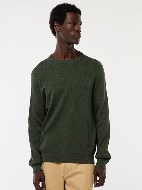 Pullover aus Strukturstrick mit Rundhalsausschnitt - Kiabi