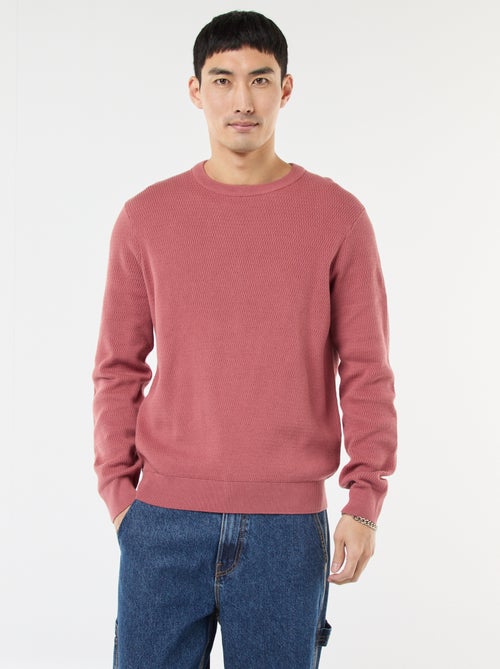 Pullover aus Strukturstrick mit Rundhalsausschnitt - Kiabi