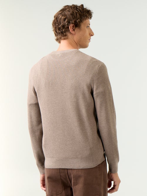 Pullover aus Waffelstrick mit Rundhalsausschnitt - Kiabi