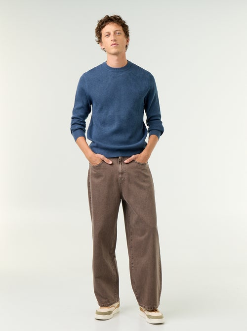 Pullover aus Waffelstrick mit Rundhalsausschnitt - Kiabi