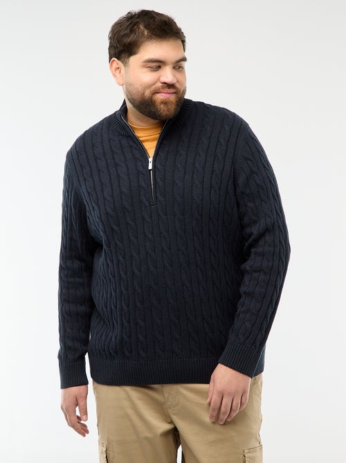 Pullover camionista con zip e trecce - Kiabi