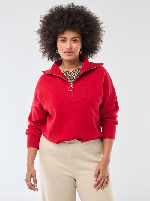 Pullover collo a lupetto con zip - Kiabi