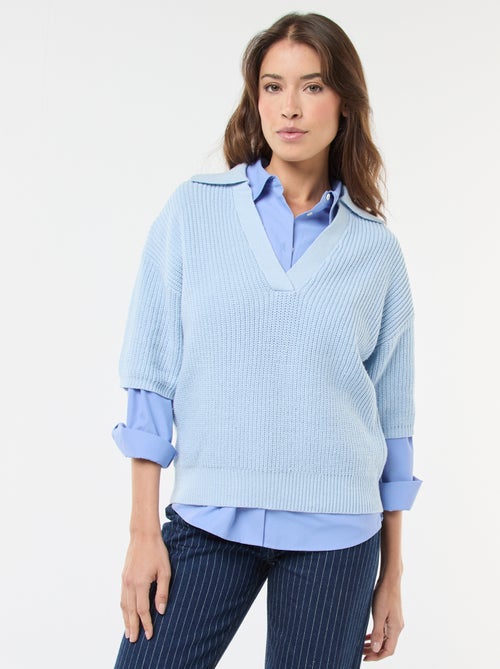 Pullover im Polo-Stil mit V-Ausschnitt - Kiabi