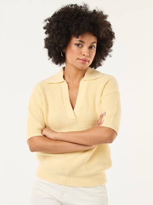 Pullover im Polo-Stil mit V-Ausschnitt - Kiabi
