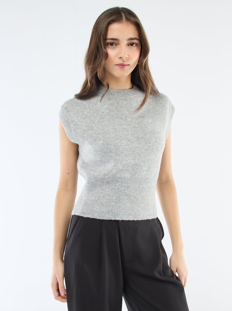 Pullover in maglia calda senza maniche Grigio - Kiabi