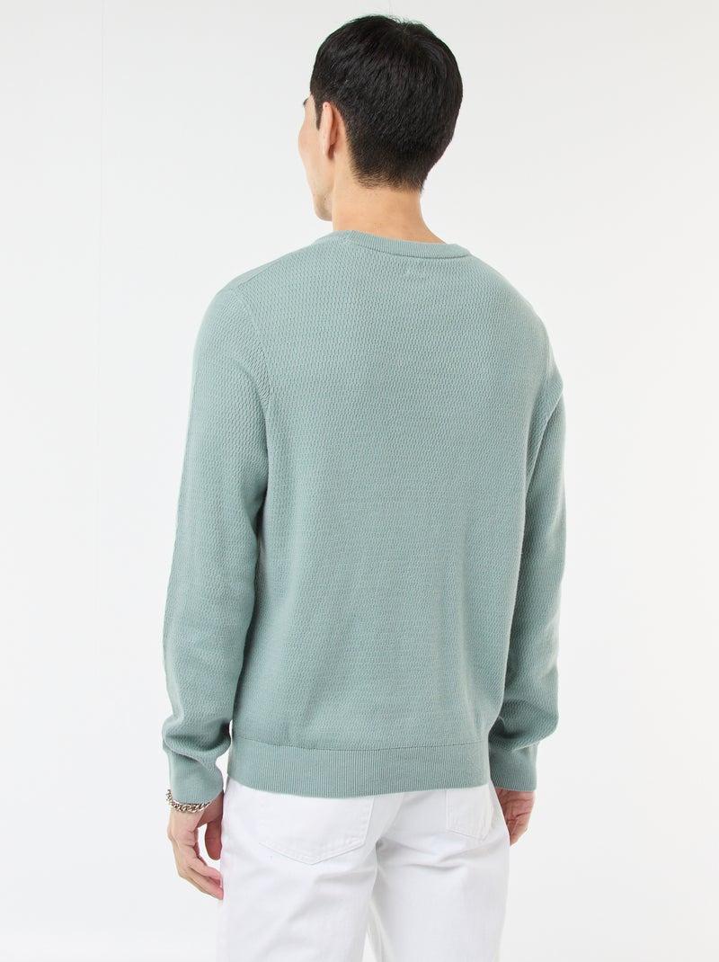 Pullover in maglia fantasia con collo rotondo Blu - Kiabi