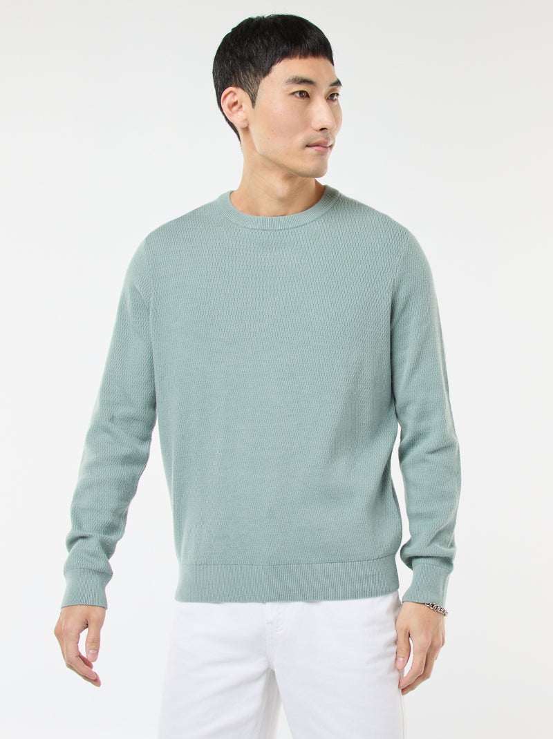 Pullover in maglia fantasia con collo rotondo Blu - Kiabi