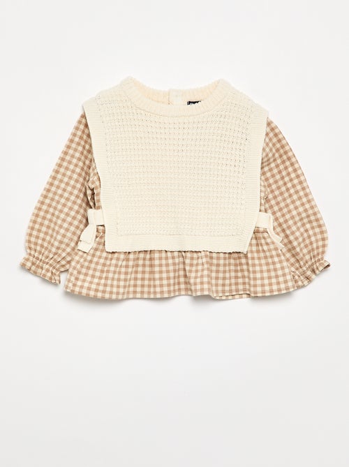 Pullover mit Ärmeln aus Baumwollvoile - Kiabi