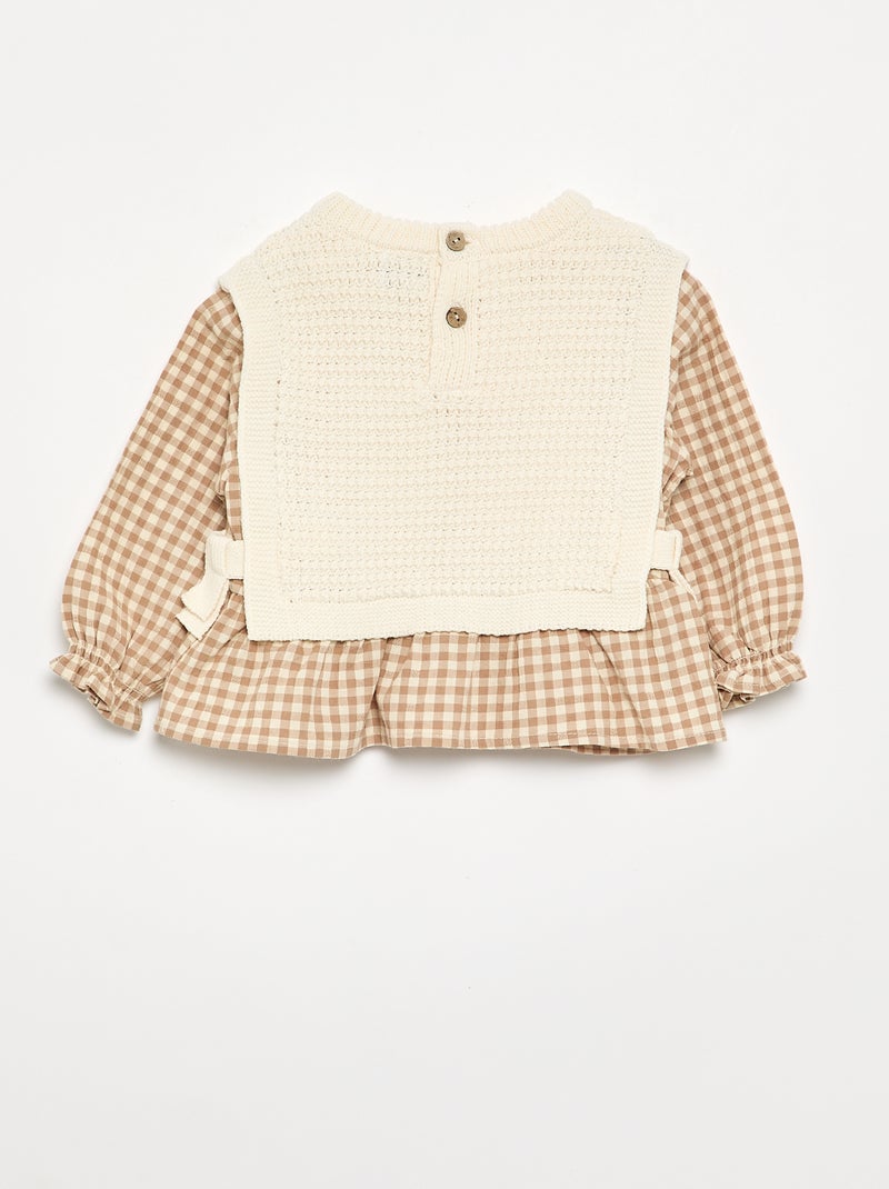 Pullover mit Ärmeln aus Baumwollvoile Beige - Kiabi