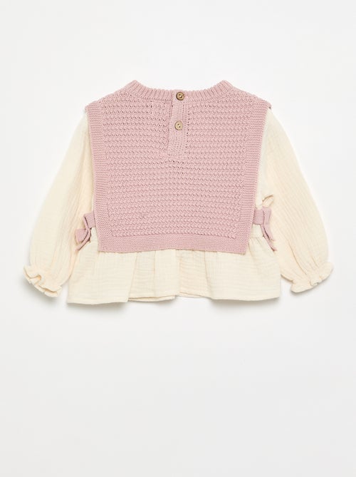 Pullover mit Ärmeln aus Baumwollvoile - Kiabi