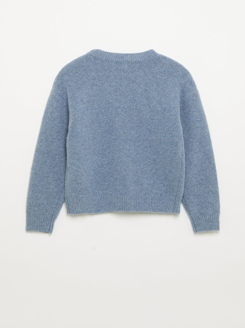 Pullover mit bestickten Blumen und Pailletten Blau - Kiabi