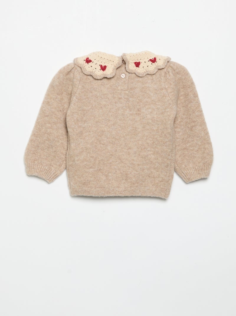 Pullover mit fantasievollem Kragen Beige - Kiabi