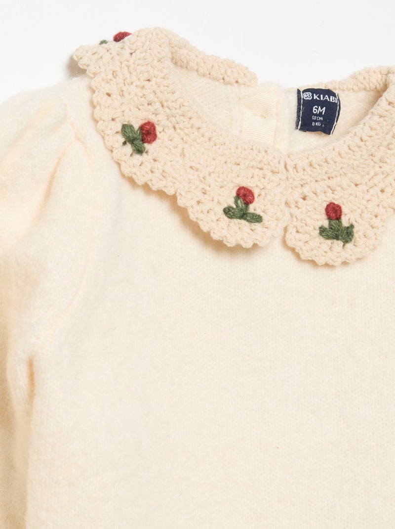 Pullover mit fantasievollem Kragen Blanc - Kiabi