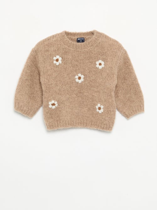 Pullover mit Gänseblümchen-Stickereien - Kiabi