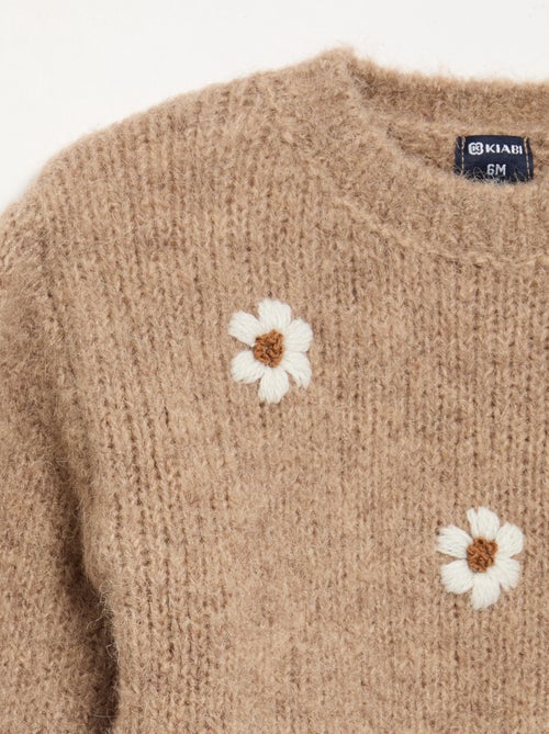 Pullover mit Gänseblümchen-Stickereien - Kiabi