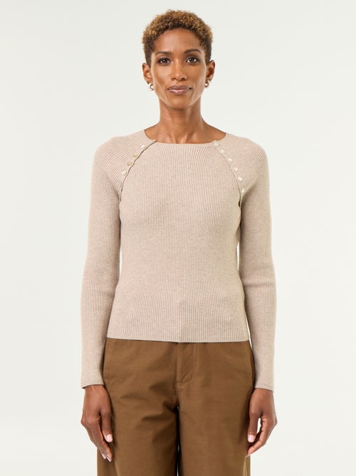 Pullover mit geknöpften Raglanärmeln - Kiabi