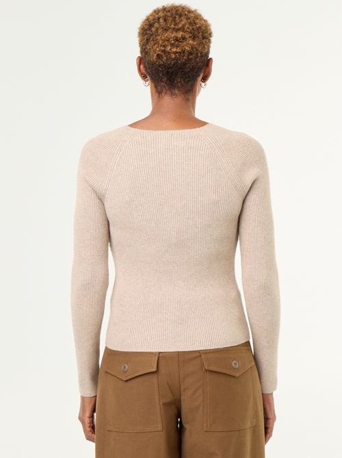 Pullover mit geknöpften Raglanärmeln - Kiabi