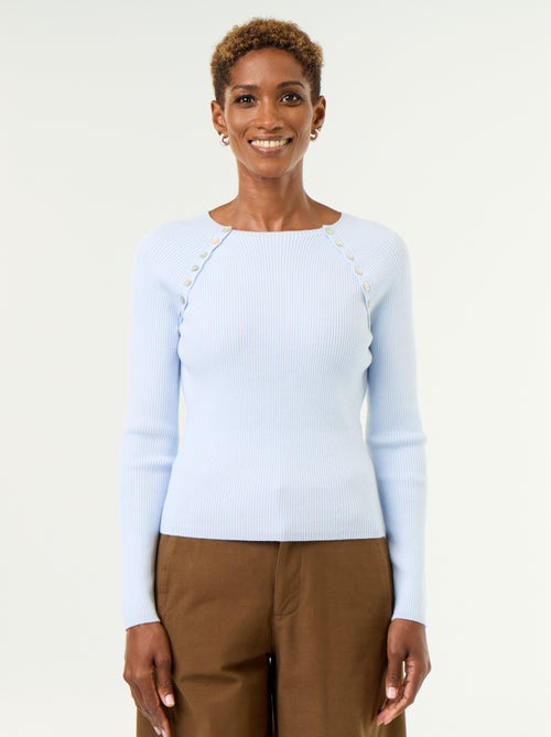 Pullover mit geknöpften Raglanärmeln - Kiabi Pullover mit geknöpften Raglanärmeln - Kiabi