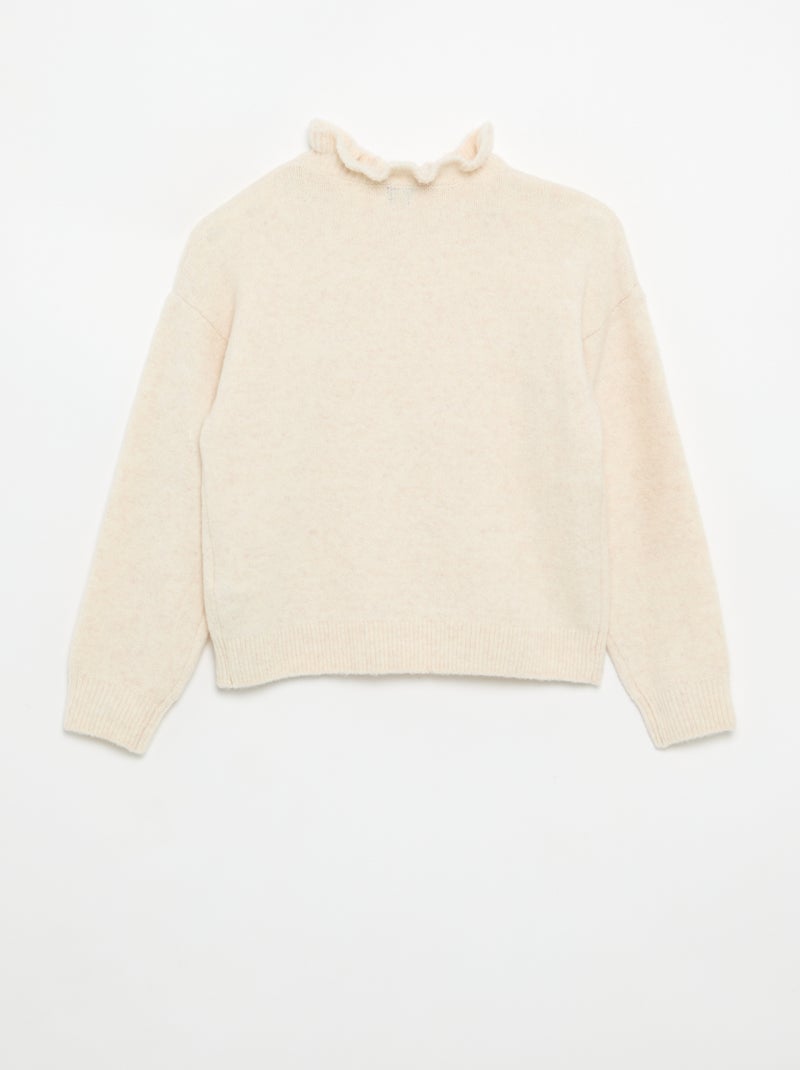 Pullover mit gewelltem Stehkragen Ecru - Kiabi