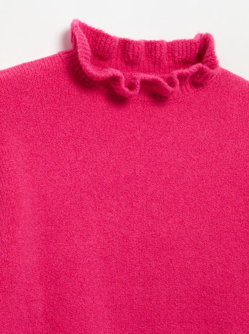 Pullover mit gewelltem Stehkragen Rosa - Kiabi