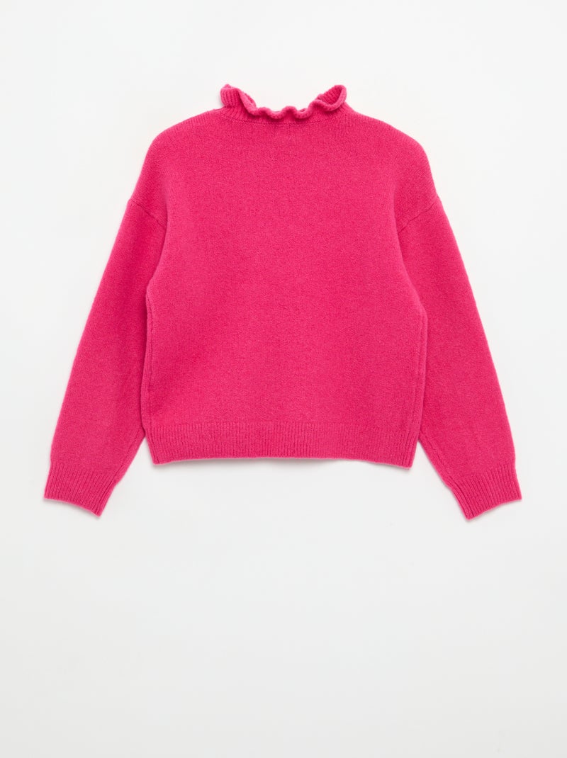 Pullover mit gewelltem Stehkragen Rosa - Kiabi