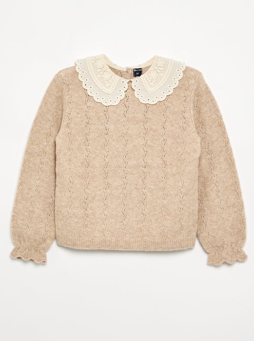 Pullover mit grossem Fantasie-Stickkragen - Kiabi