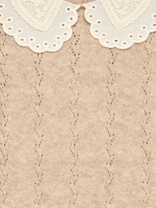 Pullover mit grossem Fantasie-Stickkragen - Kiabi