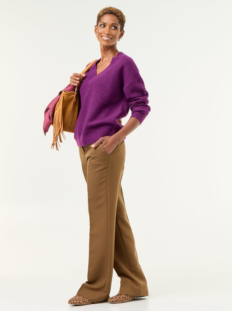Pullover mit grossem V-Ausschnitt aus Rippstrick Violet - Kiabi